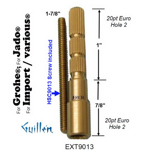 JER EXT9013; __ 1-7/8in; 20pt x 20pt; Stem extension; in Unfinish