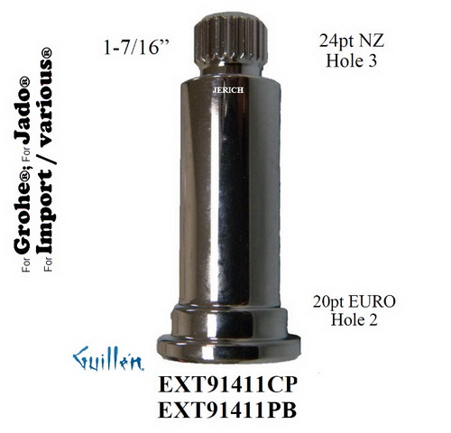 JER EXT91411CP; __ 1-7/16in; 24pt x 20pt; Stem extension; in Unfinish