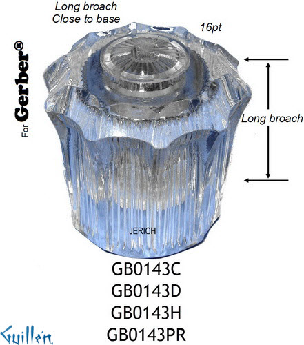 JER GB0143PR;__ 16pt; knob Acrylic handle pair; in Chrome