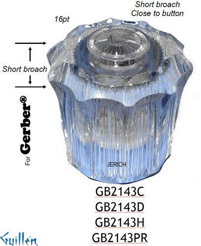 JER GB2143D;__ 16pt; knob Acrylic handle diverter; in Chrome