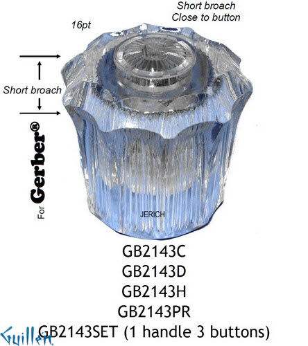 JER GB2143SET;__ 16pt; knob Acrylic handle w/ 3 buttons; in Chrome