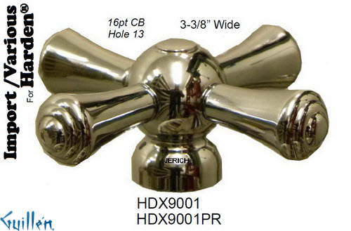 JER HDX9001PR;__ 3-3/8in 16pt; cross Metal handle pair; in Chrome