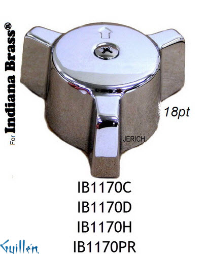 JER IB1170D;__ 18pt; knob w/ 3 prongs Metal handle diverter; in Chrome