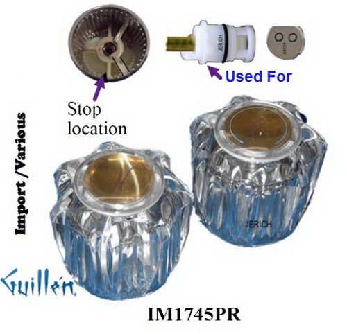JER IM1745PR;__ D; knob acrylic handle pair; in Chrome