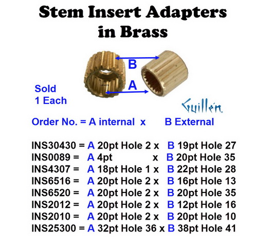JER INS30430;__ 20pt x 19pt; Brass stem insert adaptor; in Unfinish