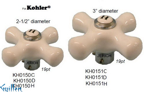 JER KH0150D;__ 19pt; cross Porcelain handle diverter; in White