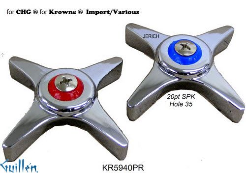 JER KR5940PR;__ 20pt; knob w/ 4 prongs Metal handle pair; in Chrome
