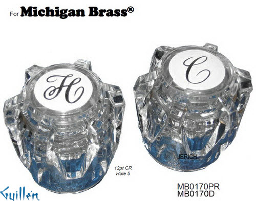 JER MB0170D;__ 12pt; knob Acrylic handle diverter; in Unfinish