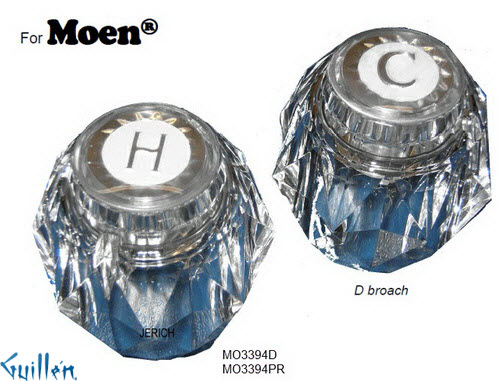 JER MO3394PR;__ D; knob Acrylic handle pair; in Unfinish