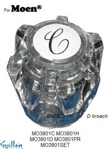 JER MO3801SET;__ D; knob Acrylic handle w/ 3 buttons; in Unfinish