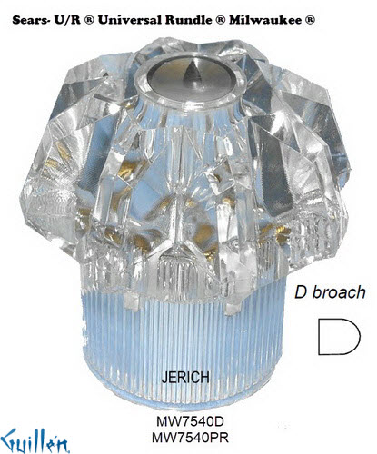 JER MW7540PR;__ D; knob Acrylic handle pair; in Unfinish