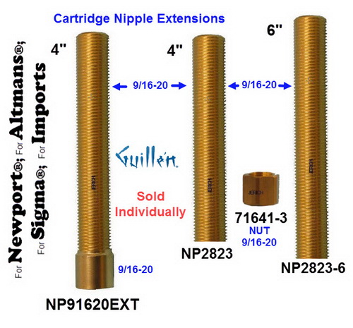 JER NP2823-6;;__ 6in 9/16-20; Brass nipple extension; in Unfinish