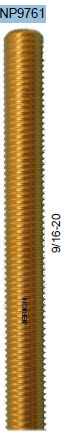 JER NP9761;;__ 5-5/8in 9/16-20 Brass nipple extension; in Unfinish