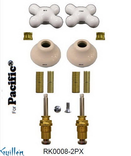 JER RK0008-2PX;; __ 2; Rebuild kit with 2 cross porcelain handle; in Chrome