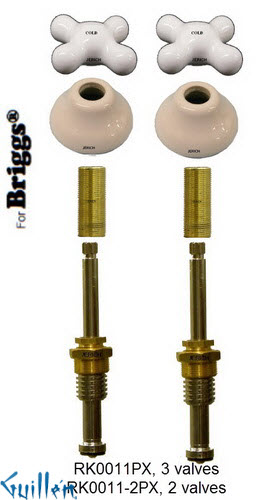 JER RK0011PX;; __ 3; Rebuild kit with 3 cross porcelain handle; in Chrome