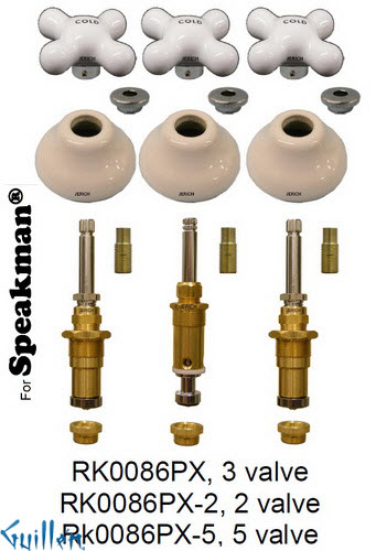 JER RK0086PX;; __ 3; Rebuild kit with 3 cross porcelain handle; in Chrome