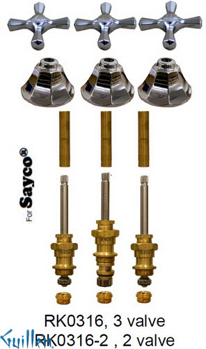 JER RK0316;; __ 3; Rebuild kit with 3 cross handle; in Chrome