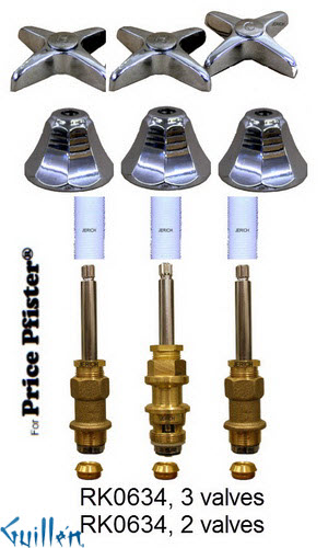 JER RK0634;; __ 3; Rebuild kit with 3 cross handle; in Chrome