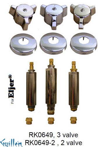 JER RK0649;; __ 3; Rebuild kit with 3 knob w/ 3 prong handle; in Chrome