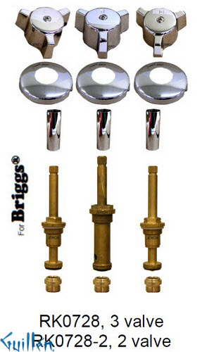 JER RK0728;; __ 3; Rebuild kit with 3 knob w/ 3 prong handle; in Chrome