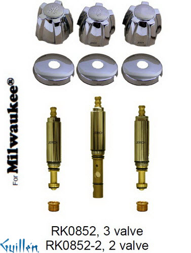 JER RK0852LF;; __ 3; Rebuild kit with 3 knob w/ 5 prong handle; in Chrome