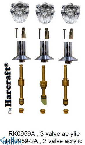 JER RK0959-2A;; __ 2; Rebuild kit with 2 knob acrylic handle; in Chrome
