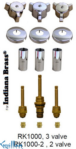 JER RK1000;; __ 3; Rebuild kit with 3 knob w/ 3 prong handle; in Chrome