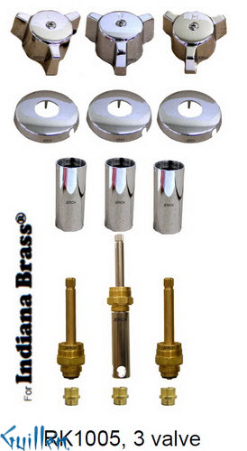 JER RK1005;; __ 3; Rebuild kit with 3 knob w/ 3 prong handle; in Chrome