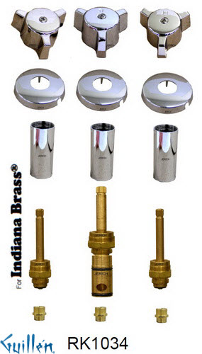 JER RK1034;; __ 3; Rebuild kit with 3 knob w/ 3 prong handle; in Chrome