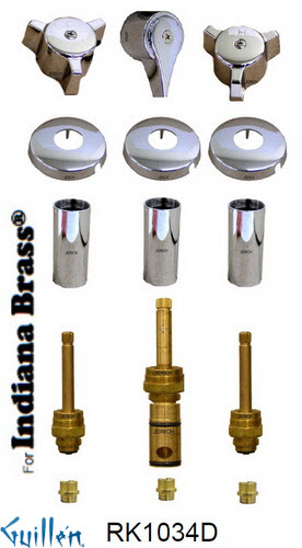 JER RK1034D;; __ 3; Rebuild kit with 3 knob w/ 3 prong handle; in Chrome