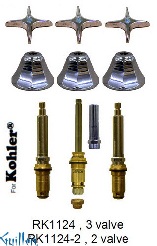 JER RK1124;; __ 3; Rebuild kit with 3 cross handle; in Chrome