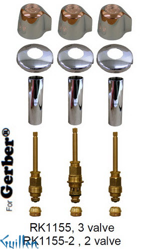 JER RK1155;; __ 3; Rebuild kit with 3 knob handle; in Chrome