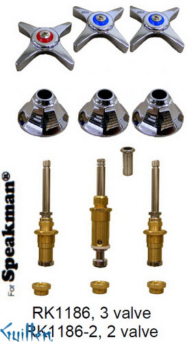 JER RK1186;; __ 3; Rebuild kit with 3 cross handle; in Chrome