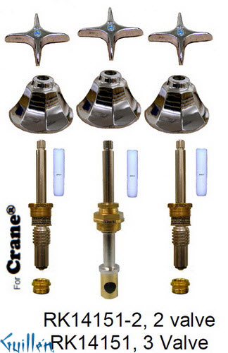 JER RK14151-2;; __ 2; Rebuild kit with 2 cross porcelain handle; in Chrome