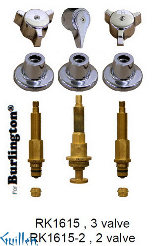JER RK1615-2;; __ 2; Rebuild kit with 2 knob w/ 3 prong handle; in Chrome