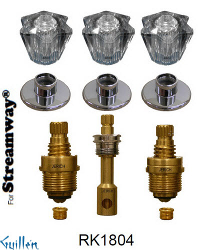 JER RK1804;; __ 3; Rebuild kit with 3 knob acrylic handle; in Chrome