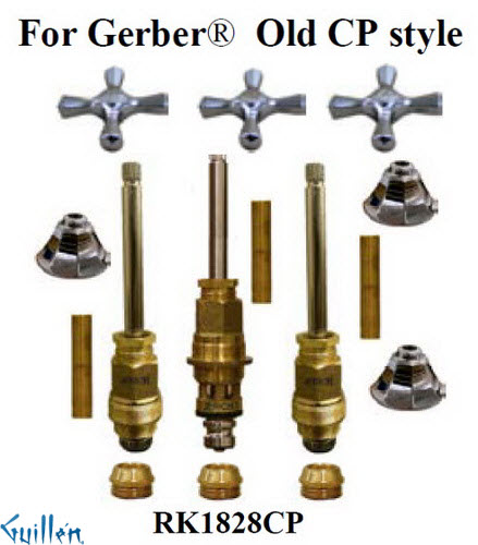 JER RK1828CP;; __ 3; Rebuild kit with 3 cross handle; in Chrome