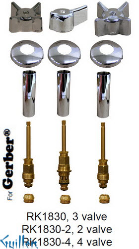 JER RK1830-4;; __ 4; Rebuild kit with 4 knob w/ 4 prong handle; in Chrome