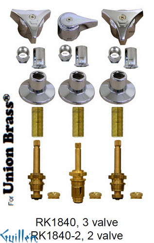 JER RK1840;; __ 3; Rebuild kit with 3 knob w/ 3 prong handle; in Chrome