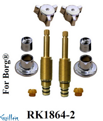 JER RK1864-2;; __ 2; Rebuild kit with 2 knob w/ 3 prong handle; in Chrome
