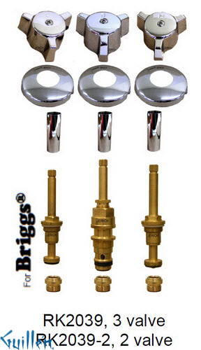 JER RK2039;; __ 3; Rebuild kit with 3 knob w/ 3 prong handle; in Chrome