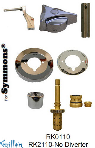 JER RK2110;; __ 1; Rebuild kit with 1 knob w/ 3 prong handle; in Chrome