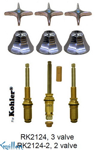 JER RK2124;; __ 3; Rebuild kit with 3 cross handle; in Chrome