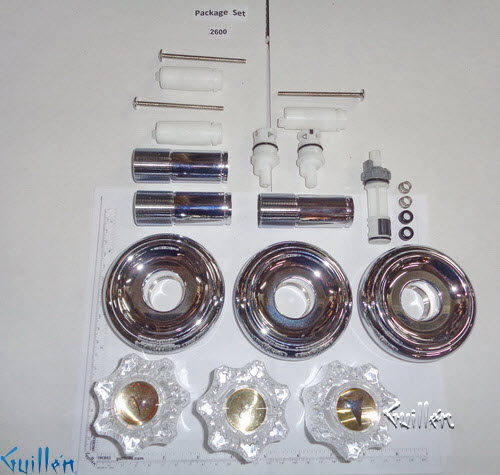 JER RK2600;; __ 3; Rebuild kit with 3 knob acrylic handle; in Chrome