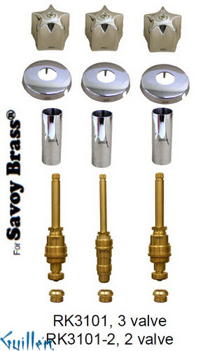 JER RK3101;; __ 3; Rebuild kit with 3 knob w/ 5 prong handle; in Chrome
