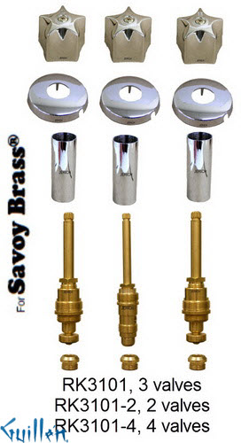 JER RK3102-4;; __ 4; Rebuild kit with 4 knob w/ 5 prong handle; in Chrome