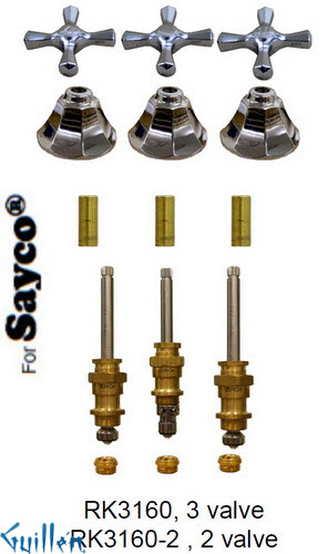 JER RK3160;; __ 3; Rebuild kit with 3 cross handle; in Chrome