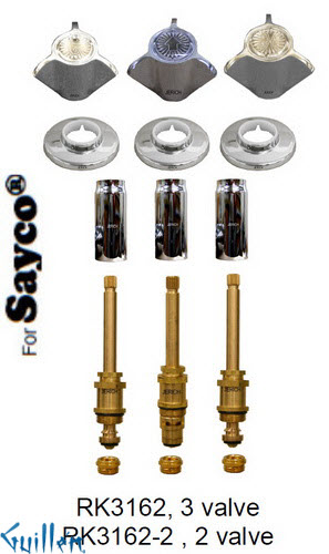 JER RK3162;; __ 3; Rebuild kit with 3 knob w/ 3 prong handle; in Chrome