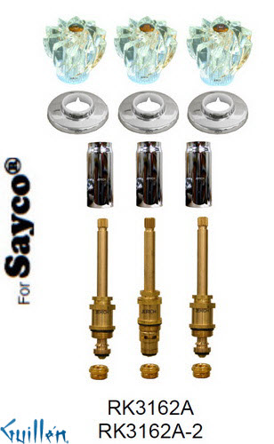 JER RK3162A;; __ 3; Rebuild kit with 3 knob acrylic handle; in Chrome