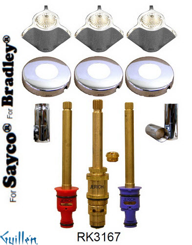 JER RK3167;; __ 3; Rebuild kit with 3 knob w/ 3 prong handle; in Chrome
